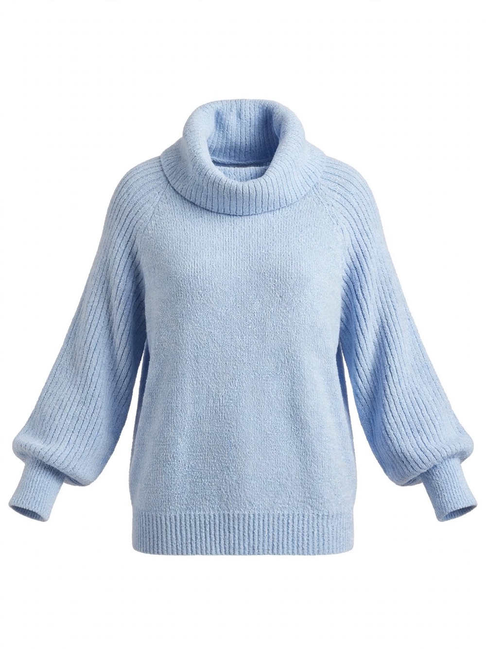 Nine West Light Blue Cowl Neck Balloon Sleeve Sweater